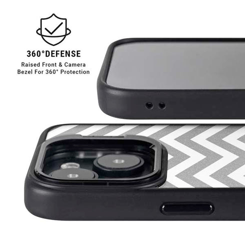 Silver Chevron iPhone 15 Kickstand Case
